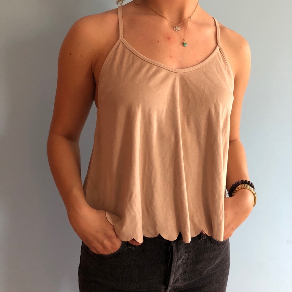Pink scallop night out top